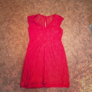 Red lace dress