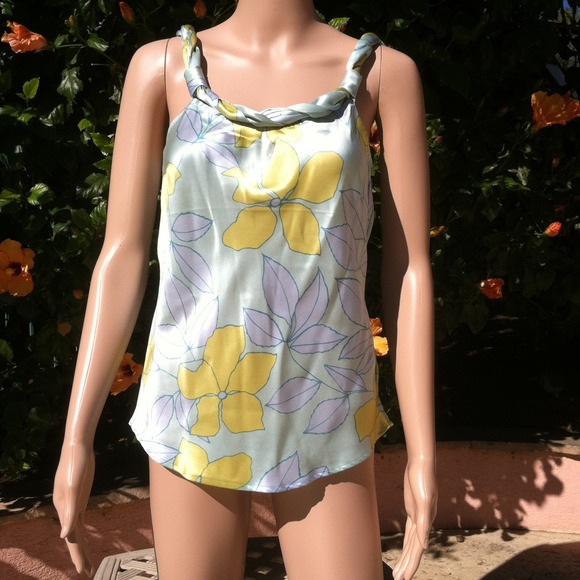 Walter Baker Tops - 100% Silk top. Blue, green, yellow pastel floral.