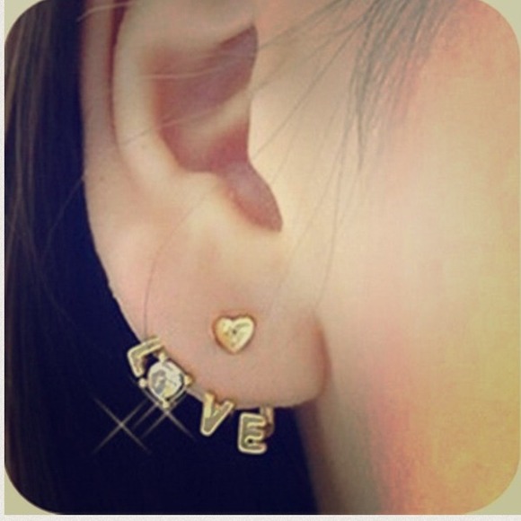 Jewelry - LOVE Letters Stud Earrings Shiny Rhinestone.