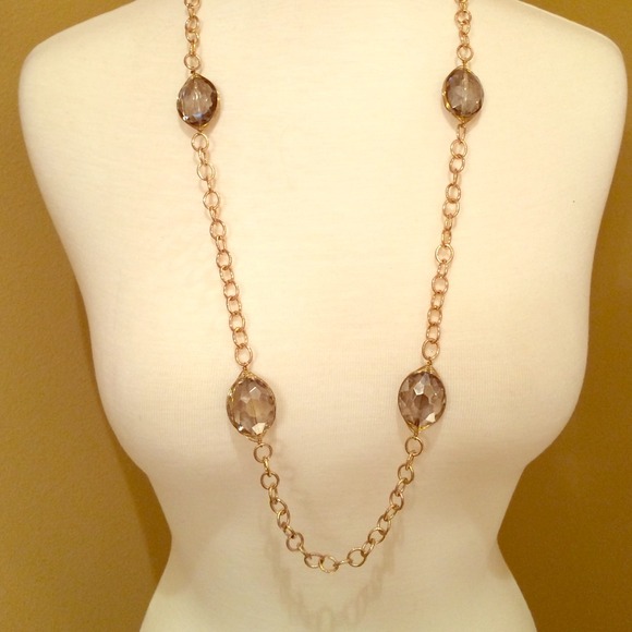 Hand wired smoky quarts long necklace!