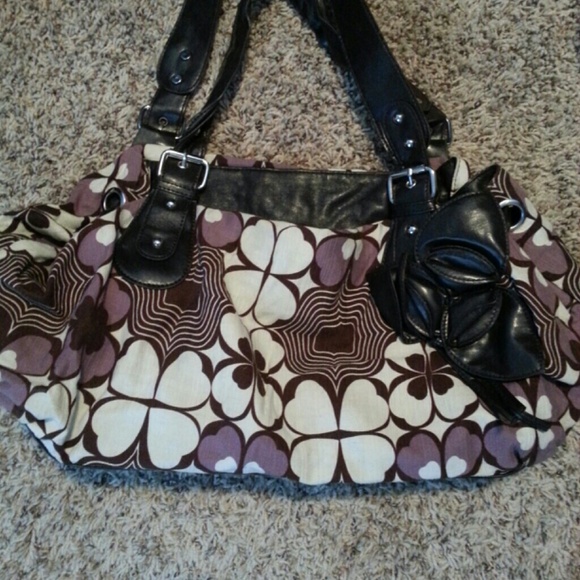 Brown and purple purse