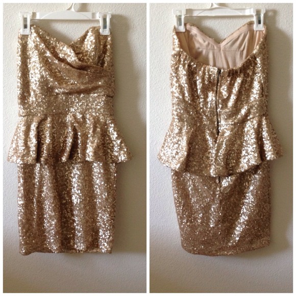 Glitter gold ASOS homecoming/ prom dress - Picture 1 of 2