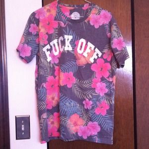 ON HOLD Urban Outfitters faded floral F@&$ OFF tee