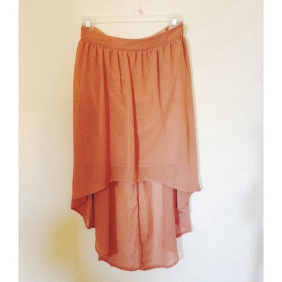 F21 Dusky Pink Hi-low Chiffon Skirt