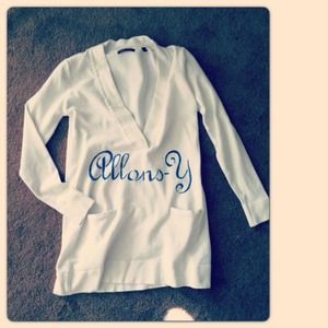 Doctor Who Allons-Y Sweater OOAK blue and white