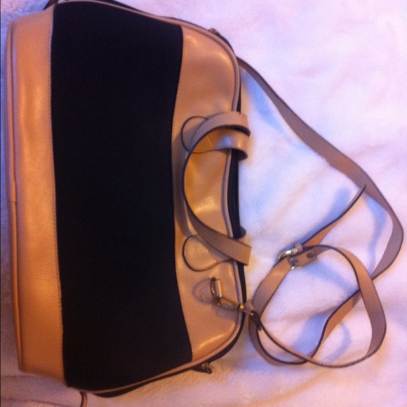 Tan and black purse