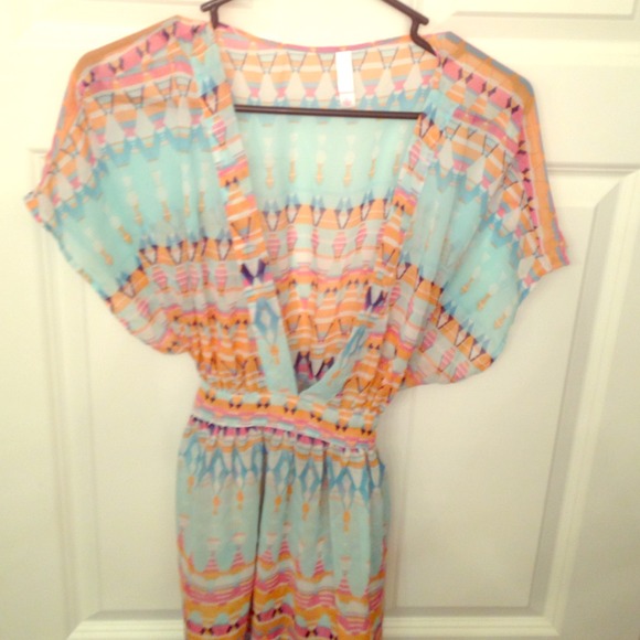 Aztec kimono sheer top n black beige sheer top