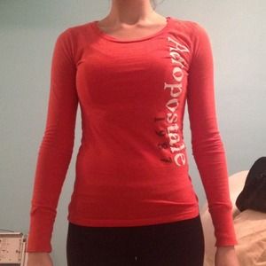 Orange Aeropostale Long-Sleeve Shirt Size Small