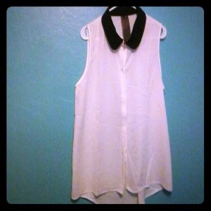 A black semi formal shirt with a black collar