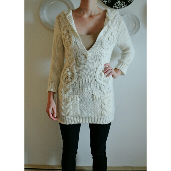 Cream Knit Sweater Dress