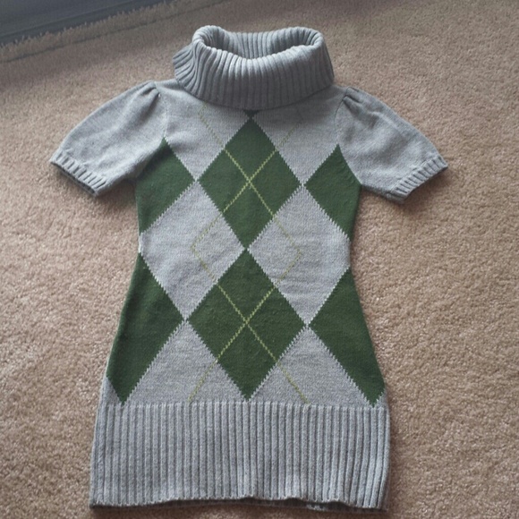 SOLD! Gray Argyle Print Sweater Dress