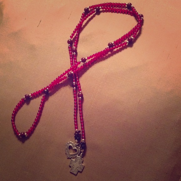 Silpada lariat style red beaded necklace