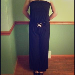 ON HOLD!!BLACK STRETCH JUMPSUIT WITH BELT INCLUDED