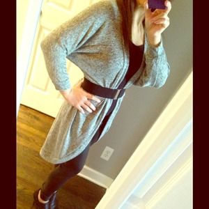 Trendy Long Gray Cardigan