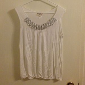White embellished top. Size large. Worn once.