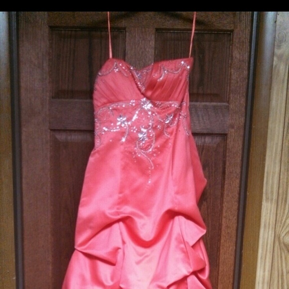 Coral long prom dress