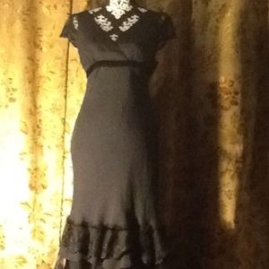Ann Taylor Black Silk Lace Empire Waist Dress