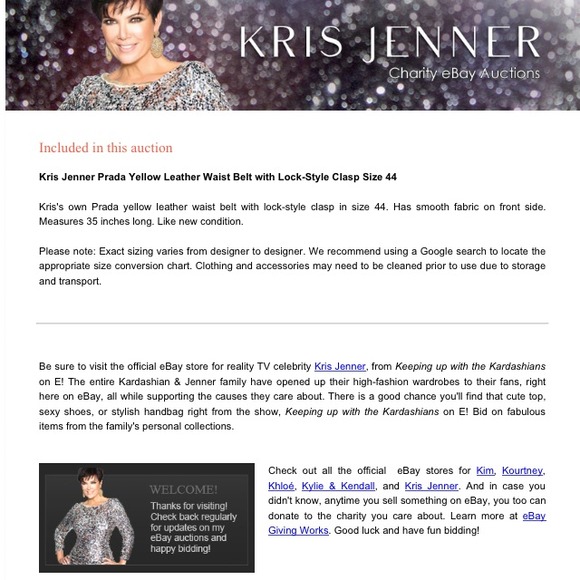 Kris Jenner prada yellow belt won in a auction. - Picture 3 of 4