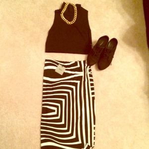 Printed Midi Skirt