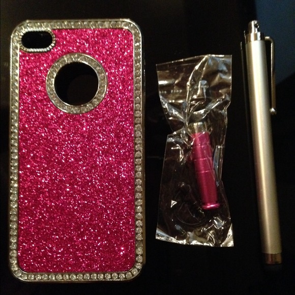 HOT PINK SPARKLY iPhone 4 , 4s CASE