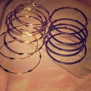 Gold and bronze bracelets