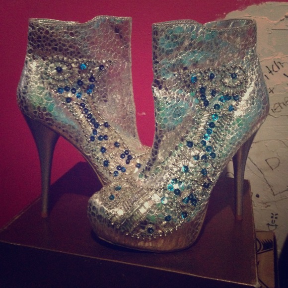 Celeste silver high heel booties