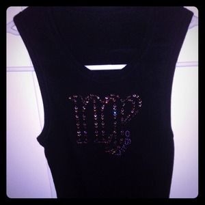 Black cotton Virgo Sequin Tank Top