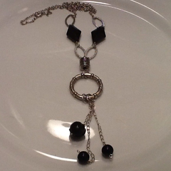 Black and Silver-tone Necklace - Picture 1 of 2