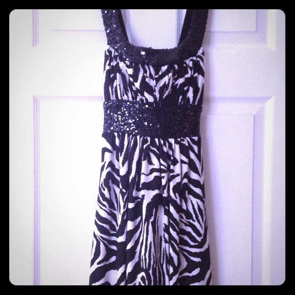 Black sequin zebra bubble dress