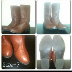 Brown biker boots