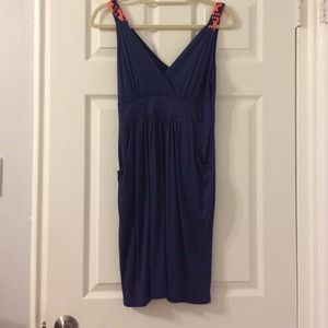 Navy braided strap dress with pockets