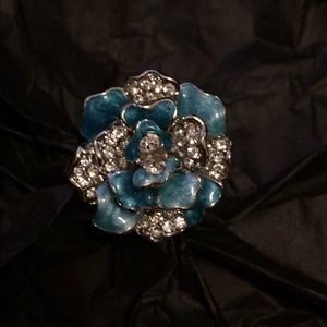 Turquoise and diamond rose ring