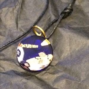 Murano glass necklace with gold design