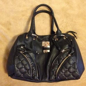 Black Bebe slouchy purse w/ cheetah print