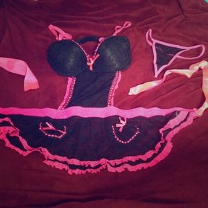 Hot pink and black lingerie