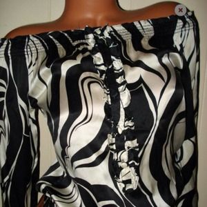 White House Black Market silk off the shoulder top