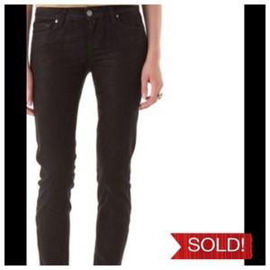 $249 Paige Coated Skinny Jeans size 24