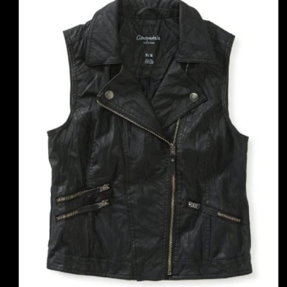Aeropostale faux leather moto vest