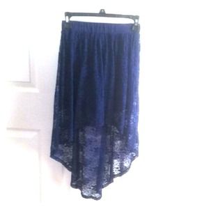 Dark blue laced high-low skirt