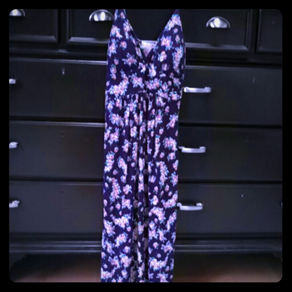 Sleeveless purple floral dress