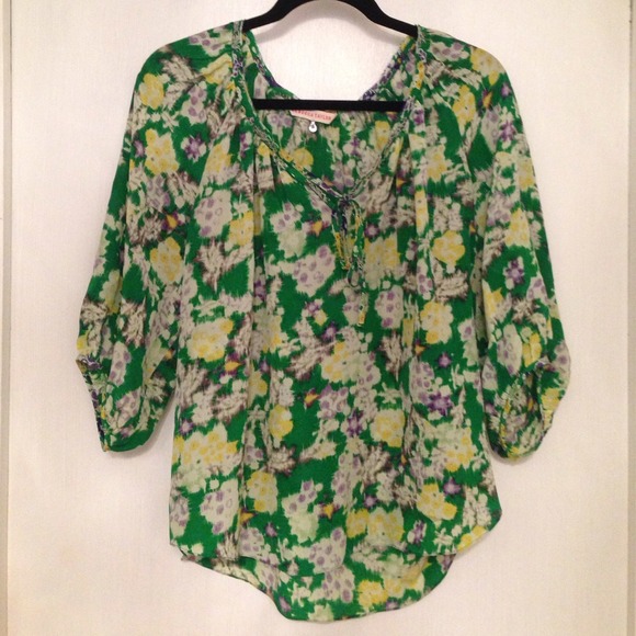 Rebecca Taylor size 8 100% silk peasant top
