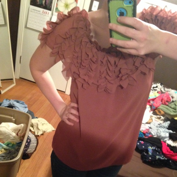 Salmon Pink Ruffled Top