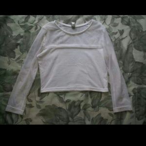 White Mesh Cropped Top