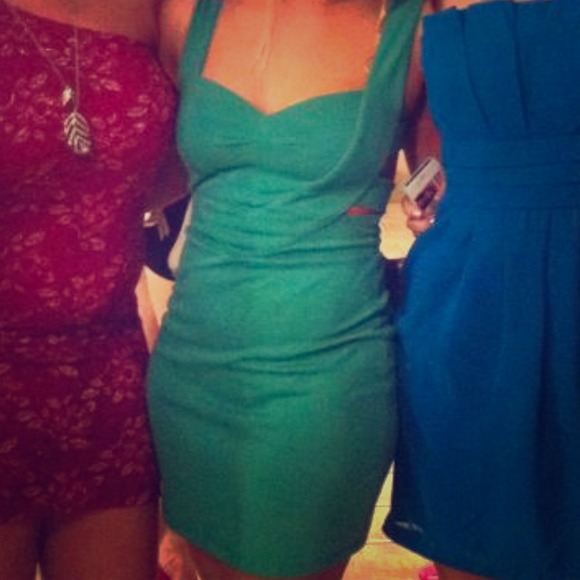 Caged back green dress