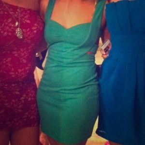 Caged back green dress