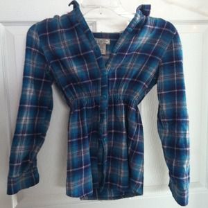 Girls Plaid Hooded Shirt