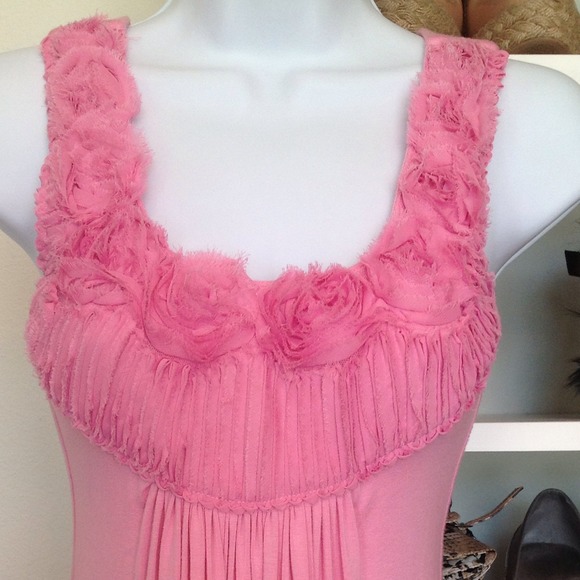 Sky Tops - SOLD Pink Sky top with flower detail. Size Small.