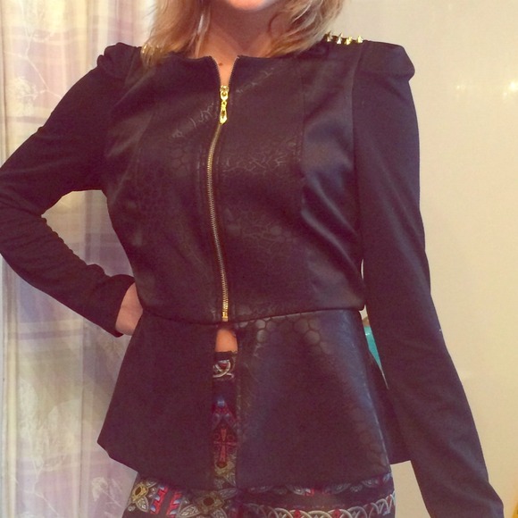 Jackets & Blazers - Peplum mark studded jacket