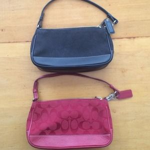 Red and black coach bags
