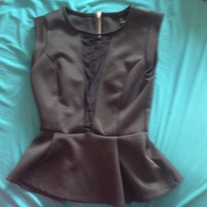 See through V-neck peplum shirt